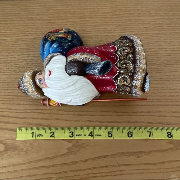 G.DeBrekht Happy traveler Santa Wood Hand Carved Painted Signed Christmas Decor - Picture 10 of 11